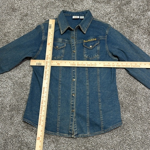 Hard Rock Cafe Memphis Jean denim shacket jacket button up long sleeve shirt XL - Picture 6 of 10